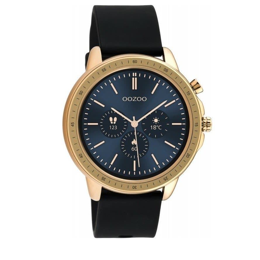 Oozoo Smartwatch Q00303 – Ρολόι Smart 45mm με Rose Gold Κάσα και Μαύρο Λουράκι