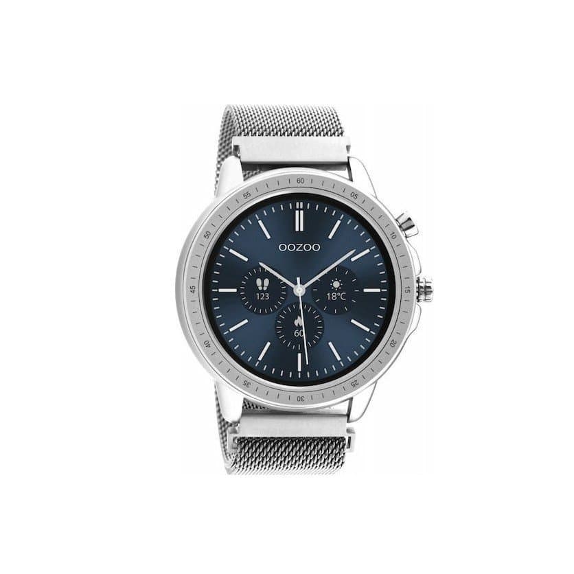 Oozoo Smartwatch Q00305 – Ασημί 45mm με Μεταλλικό Mesh Μπρασελέ & Πολλαπλές Λειτουργίες