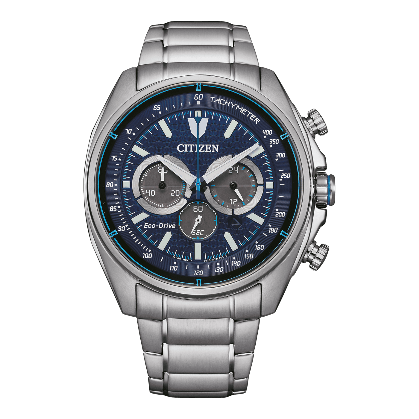 Ανδρικό Ρολόι Citizen CA4560-81L Eco-Drive Χρονογράφος Ασημί με Μπλε Καντράν