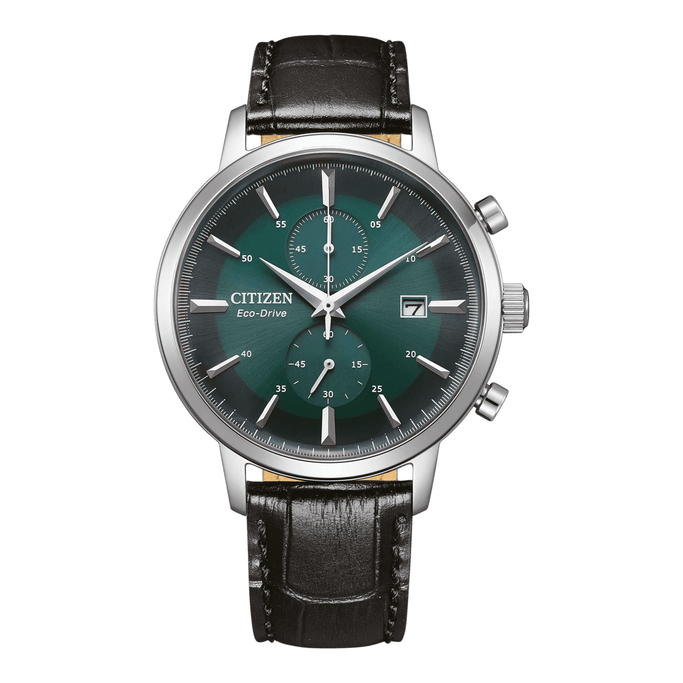 Ανδρικό Ρολόι CITIZEN Eco-Drive Chronograph Πράσινο 42mm με Δερμάτινο Λουράκι