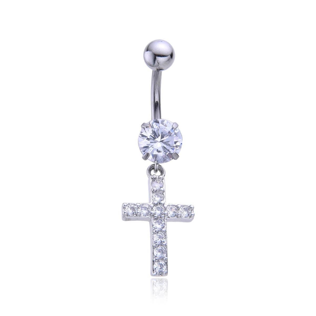 Belly Ring με ζιργκόν - Σταυρός