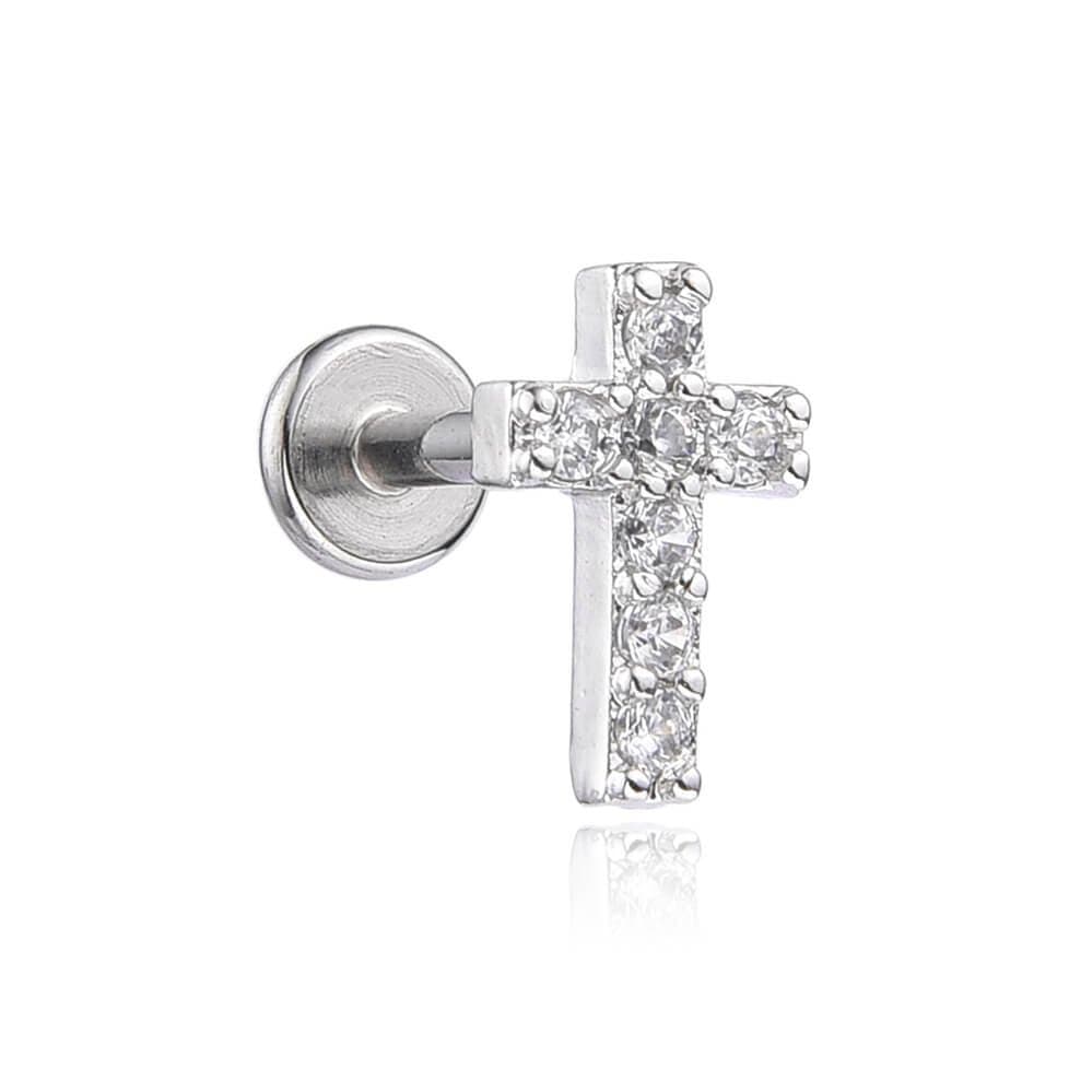 Tragus Piercing - Σταυρός με ζιργκόν