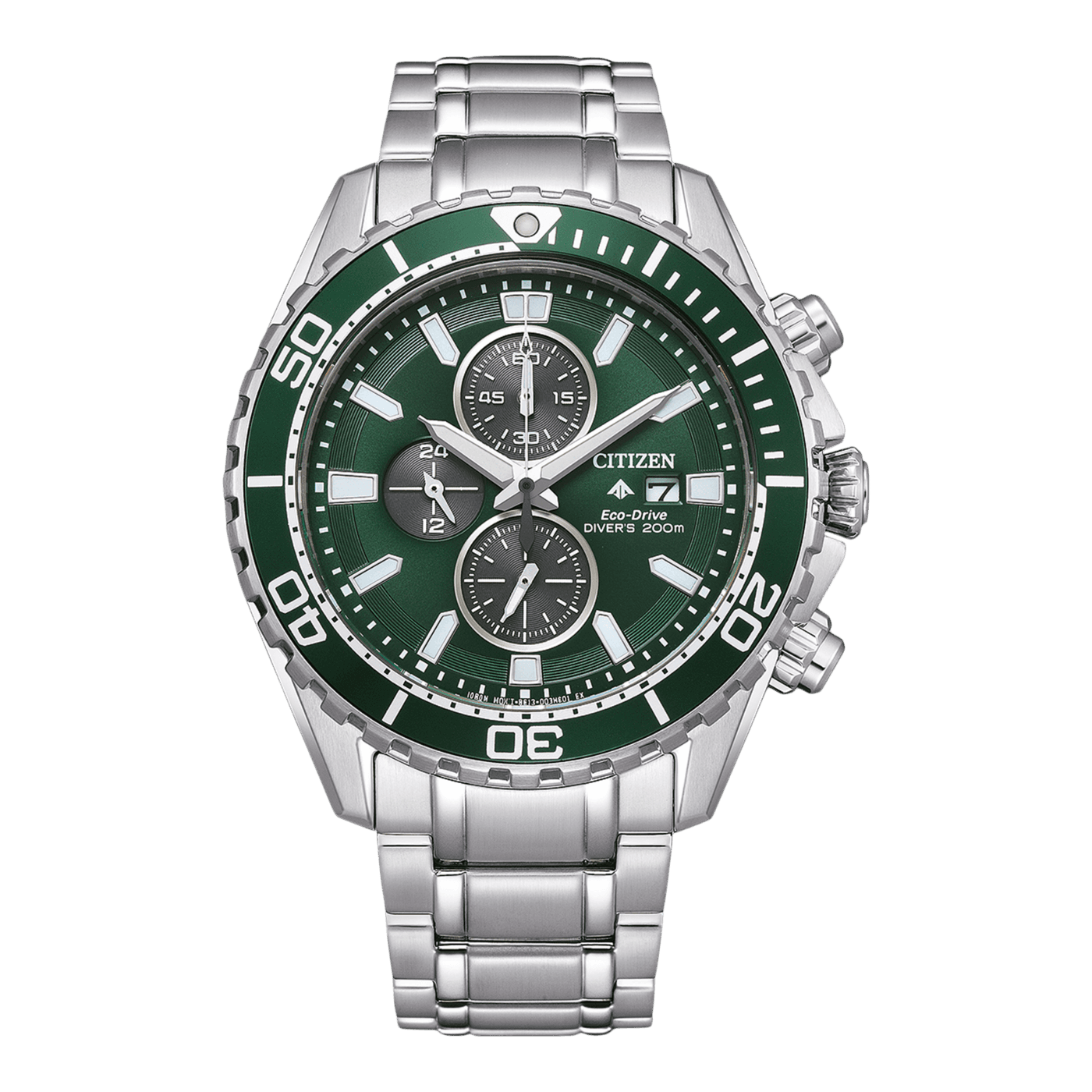 Ανδρικό Ρολόι Citizen B612 Eco-Drive Chronograph 45mm με Πράσινο Καντράν
