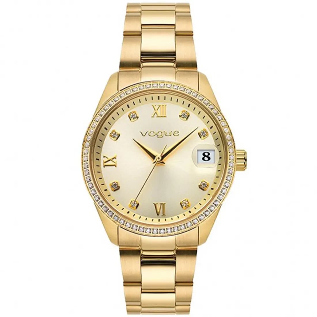 Γυναικείο Ρολόι VOGUE Reina Crystals 2020614144 – Χρυσό Ατσάλινο Μπρασελέ, 34mm