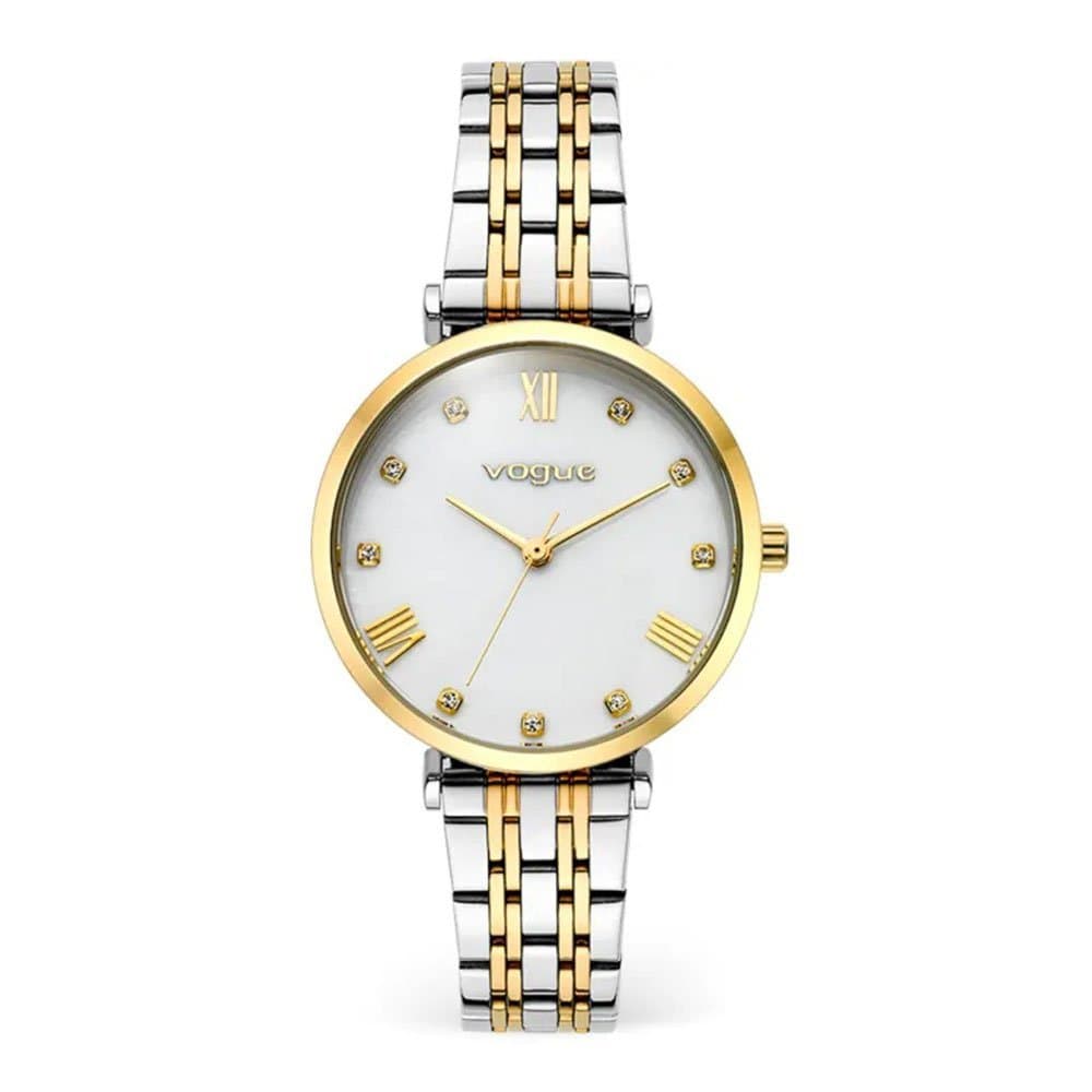 Γυναικείο Ρολόι VOGUE Bliss 2020616361 – Δίχρωμο Μπρασελέ, Καντράν Ροζ Φίλντισι με Κρύσταλλα 32mm