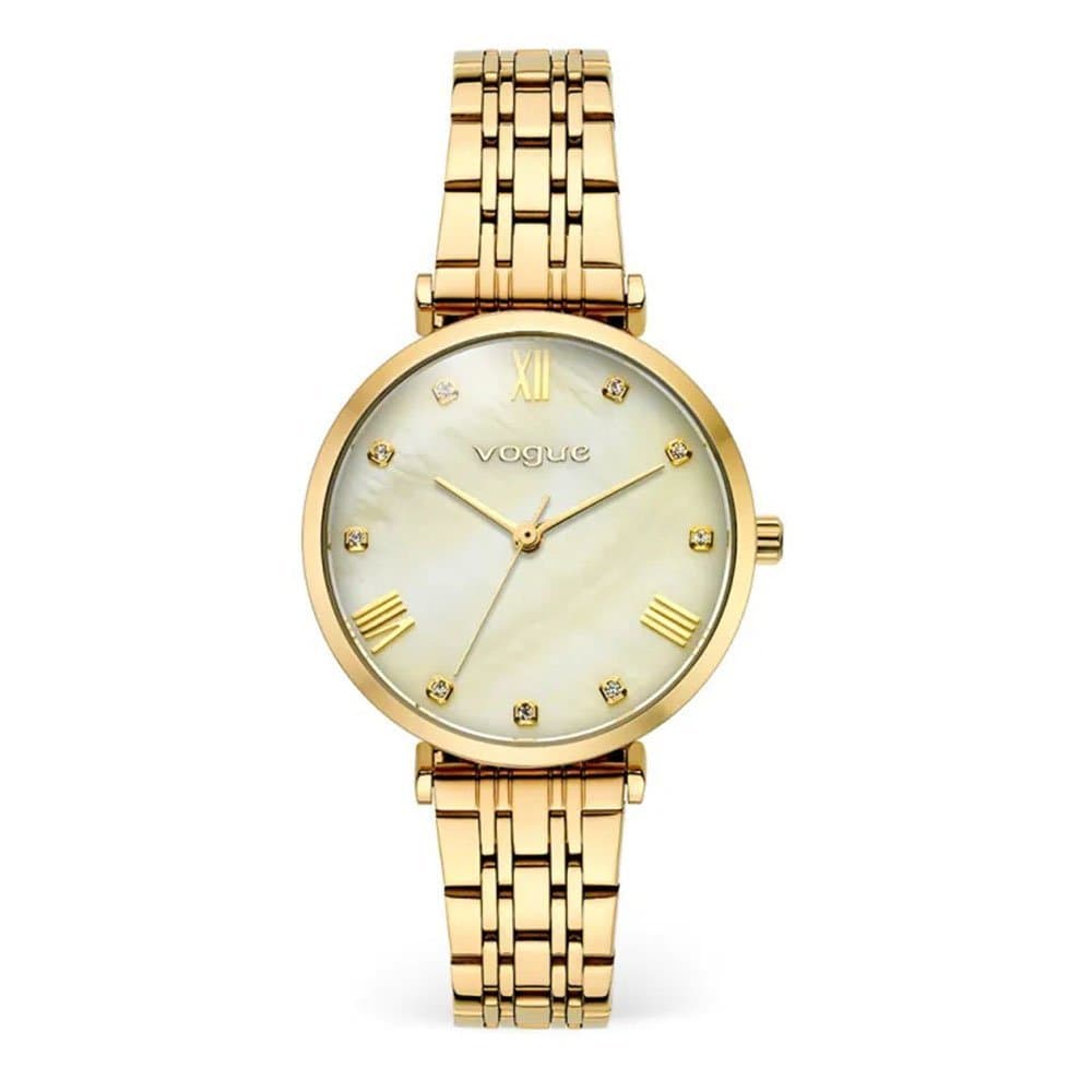Γυναικείο Ρολόι VOGUE Bliss 2020616342 – Χρυσό Μπρασελέ, Καντράν Φίλντισι με Κρύσταλλα 32mm