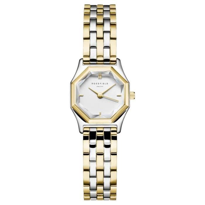 Rosefield The Gemme Two Tone Γυναικείο Ρολόι με Δίχρωμο Μπρασελέ από Ανοξείδωτο Ατσάλι και Λευκό Καντράν
