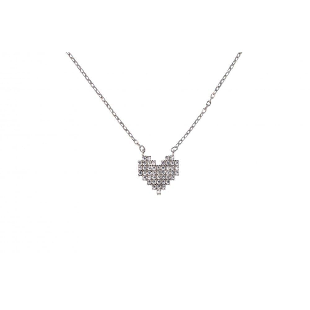 Κολιέ Ασήμι 925 με Καρδιά Pixel