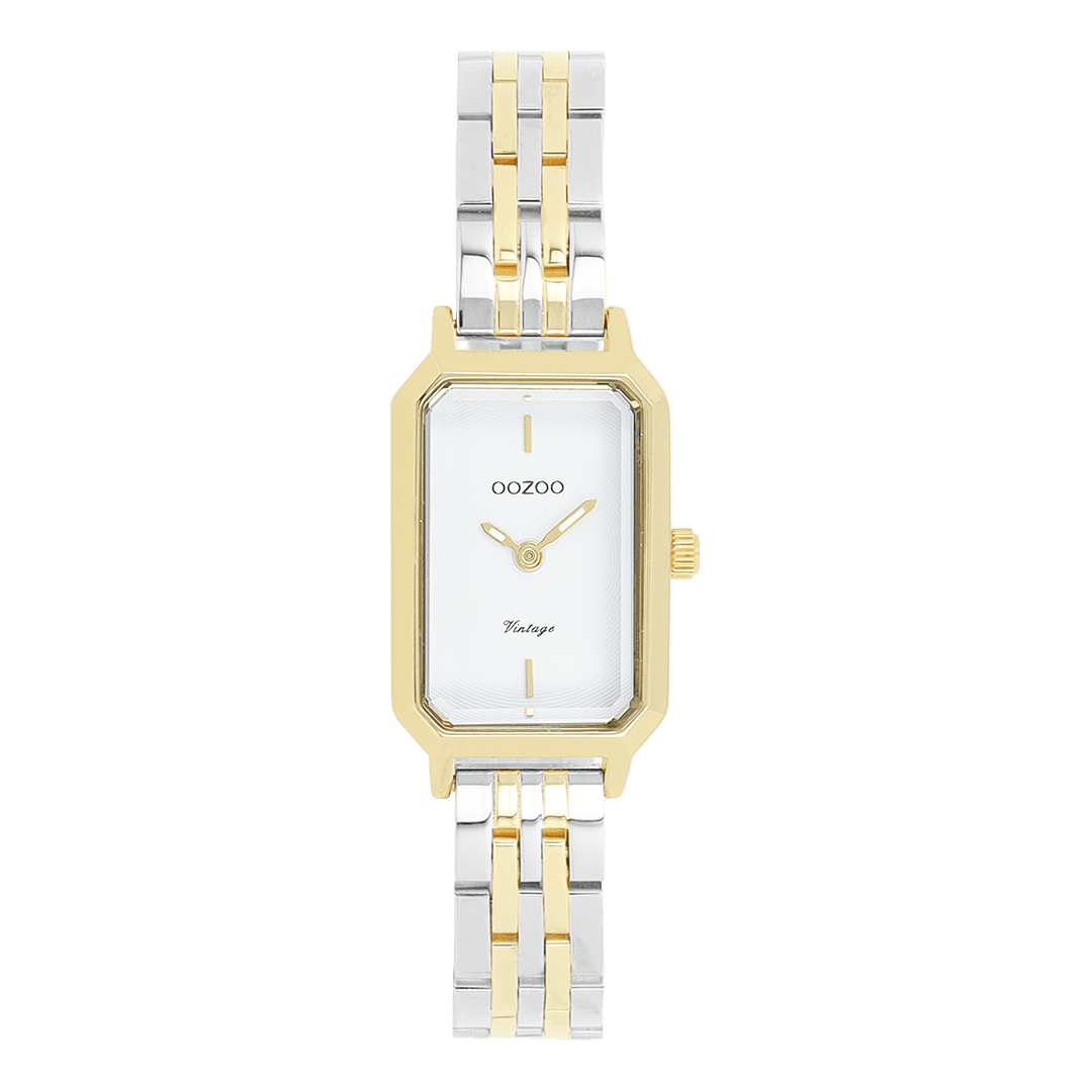 Ρολόι OOZOO Vintage Χρυσό 40mm με Silver/Gold Δερμάτινο Λουράκι — C20454