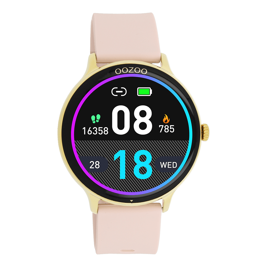 Ρολόι OOZOO Smartwatch Χρυσό 45mm με Pink Grey Λουράκι — Q00131
