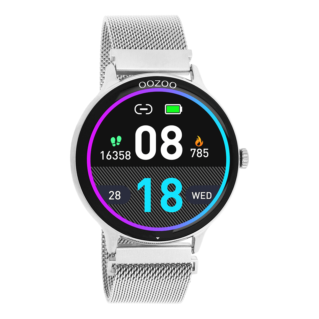 Ρολόι OOZOO Smartwatch Ασημί 45mm με Mesh Μπρασελέ — Q00135