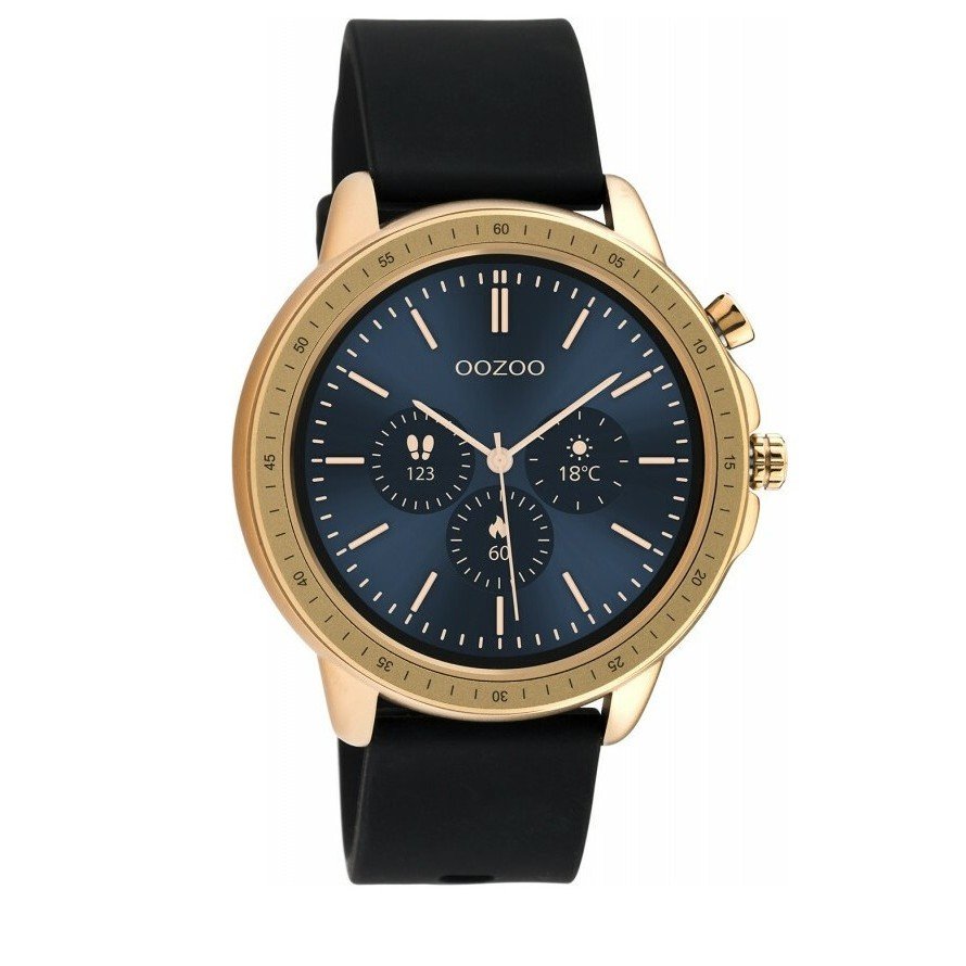 Oozoo Smartwatch Q00303 – Ρολόι Smart 45mm με Rose Gold Κάσα και Μαύρο Λουράκι