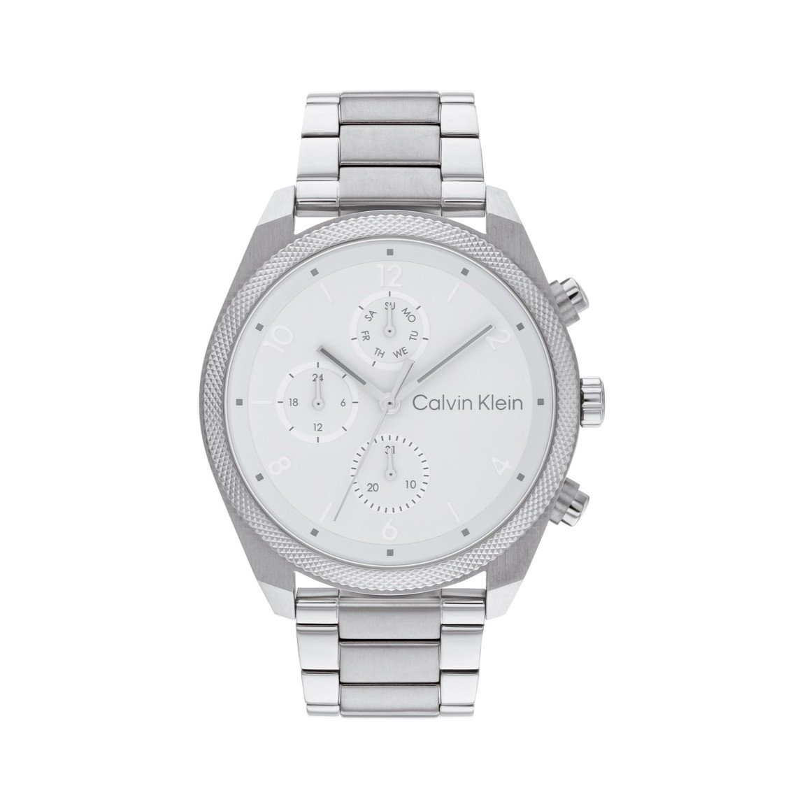 Ανδρικό Ρολόι Calvin Klein 25200356 με Ατσάλινο Μπρασελέ και Λευκό Καντράν 44mm