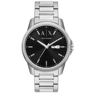 Ανδρικό Ρολόι Armani Exchange AX1733 με Ασημί Μπρασελέ και Μαύρο Καντράν