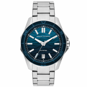 Armani Exchange AX1950 – Ανδρικό Ρολόι με Κάσα 44mm, Μπλε Καντράν και Ασημί Μπρασελέ