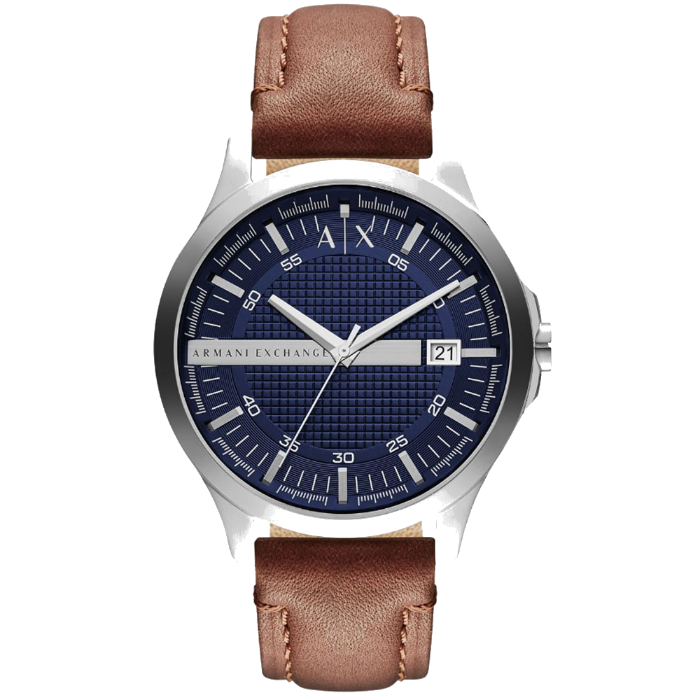 Armani Exchange AX2133 Ανδρικό Ρολόι με Καντράν 46mm, Μπλε Καντράν και Καφέ Δερμάτινο Λουρί
