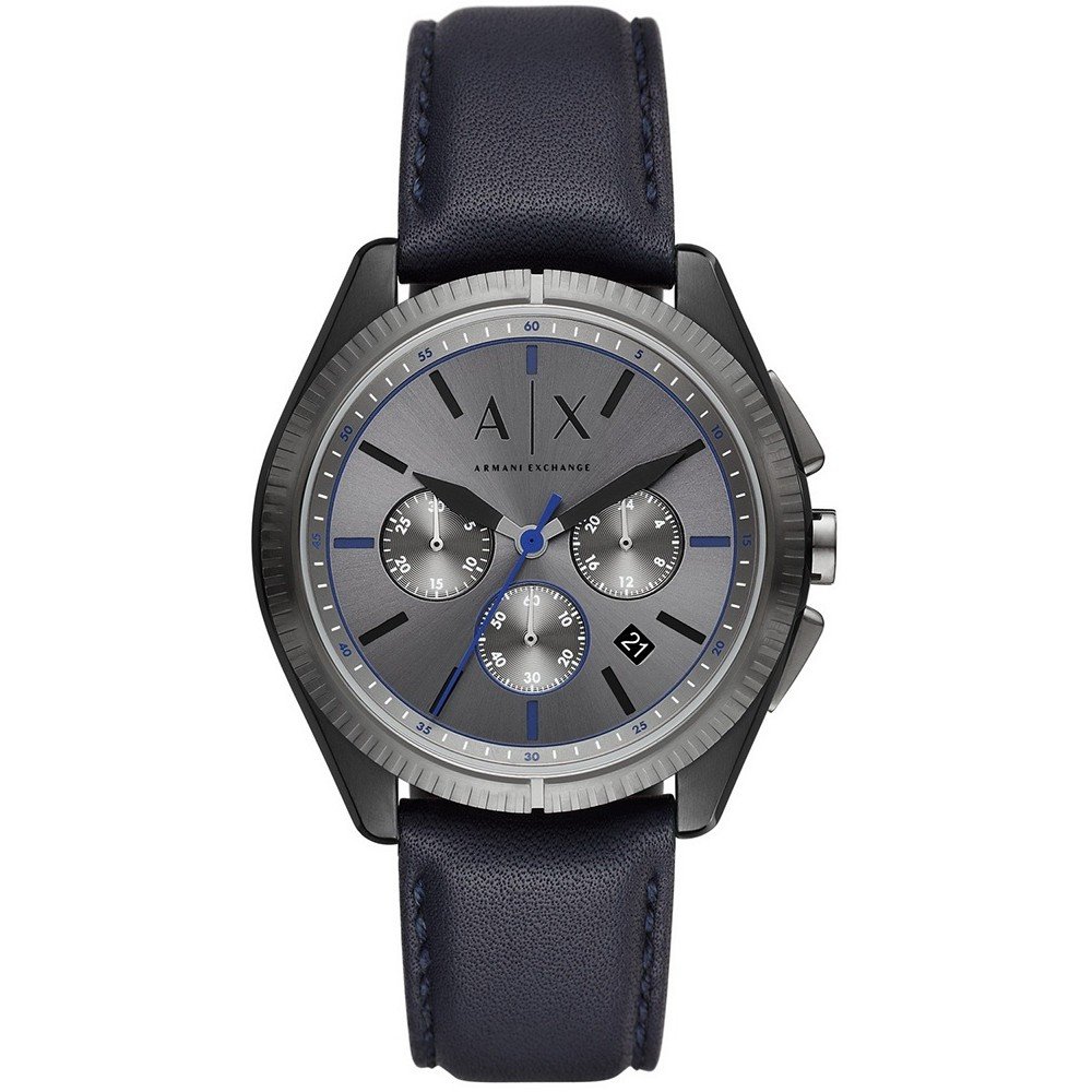 Ανδρικό Ρολόι Armani Exchange Giacomo με Γκρι Καντράν, Μπλε Δερμάτινο Λουρί & Χρονογράφο 42mm