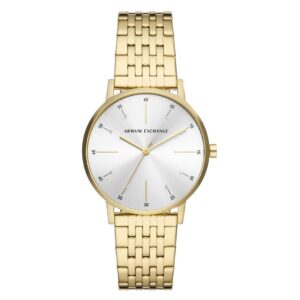 Γυναικείο Ρολόι Armani Exchange Crystals AX5579 με Χρυσό Μπρασελέ & Ασημί Καντράν