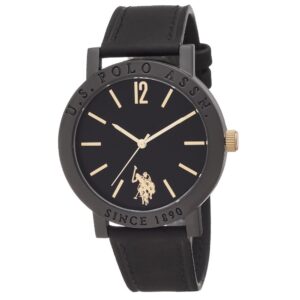 Ανδρικό Ρολόι U.S. Polo Assn. Roman USP4931YG με Μαύρο Δερμάτινο Λουράκι