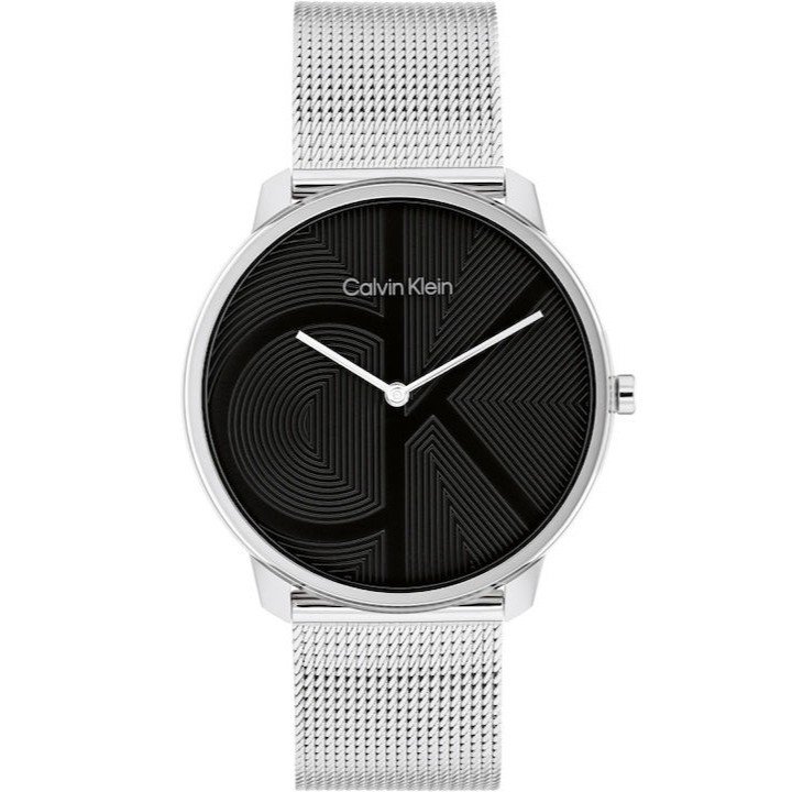 Ανδρικό Ρολόι Calvin Klein Iconic 25300012 – Ασημί Μπρασελέ, Μαύρο Καντράν 40mm