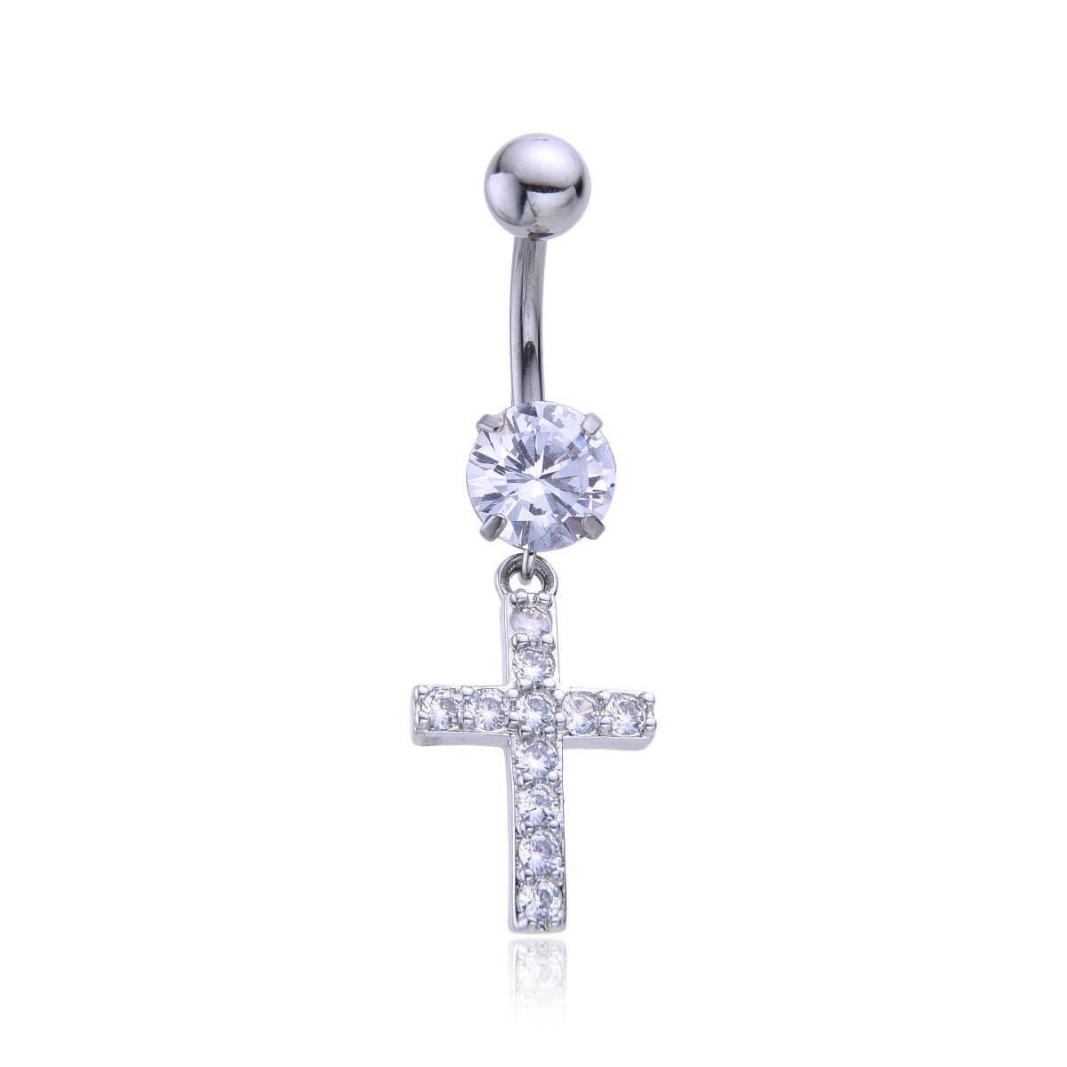 Belly Ring με ζιργκόν - Σταυρός