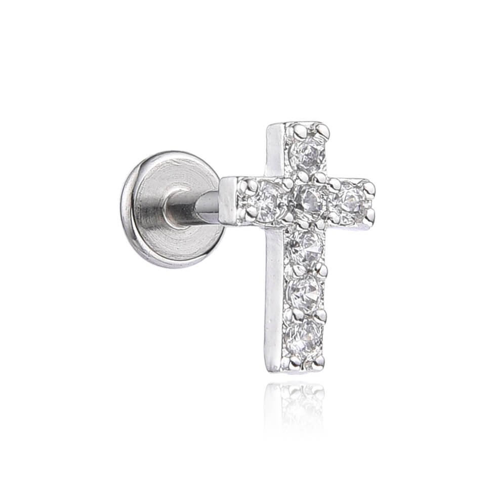 Tragus Piercing - Σταυρός με ζιργκόν