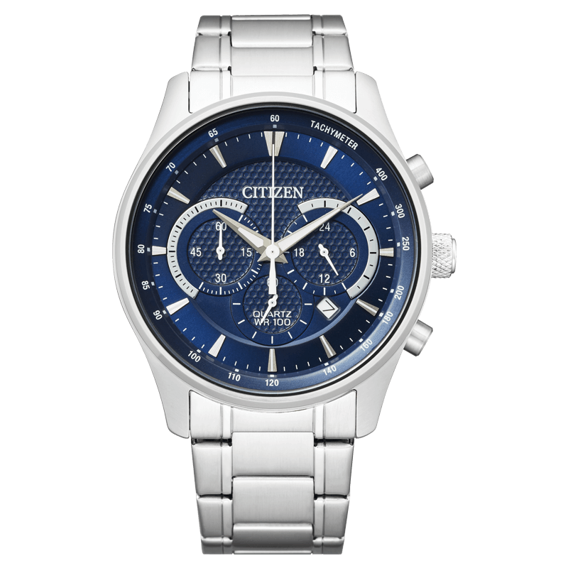 Ανδρικό Ρολόι Citizen AN8190-51L Chronograph 42mm με Μπλε Καντράν