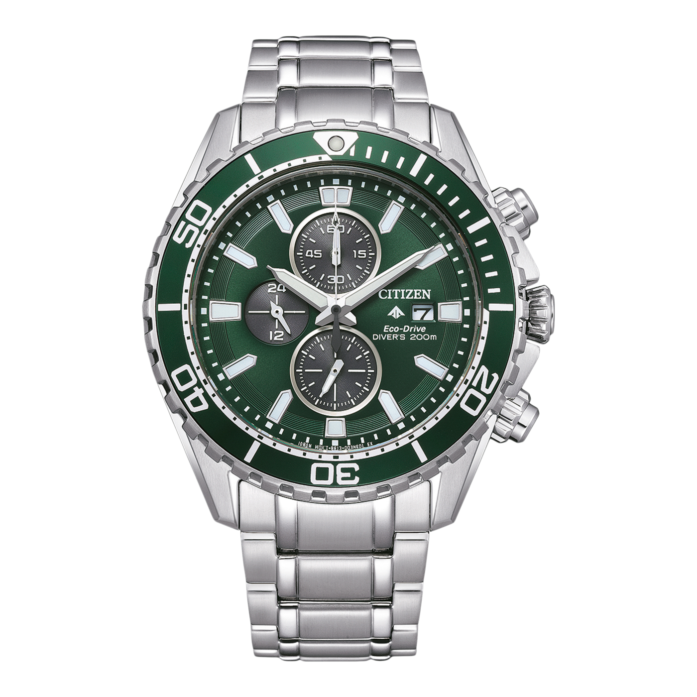 Ανδρικό Ρολόι Citizen B612 Eco-Drive Chronograph 45mm με Πράσινο Καντράν