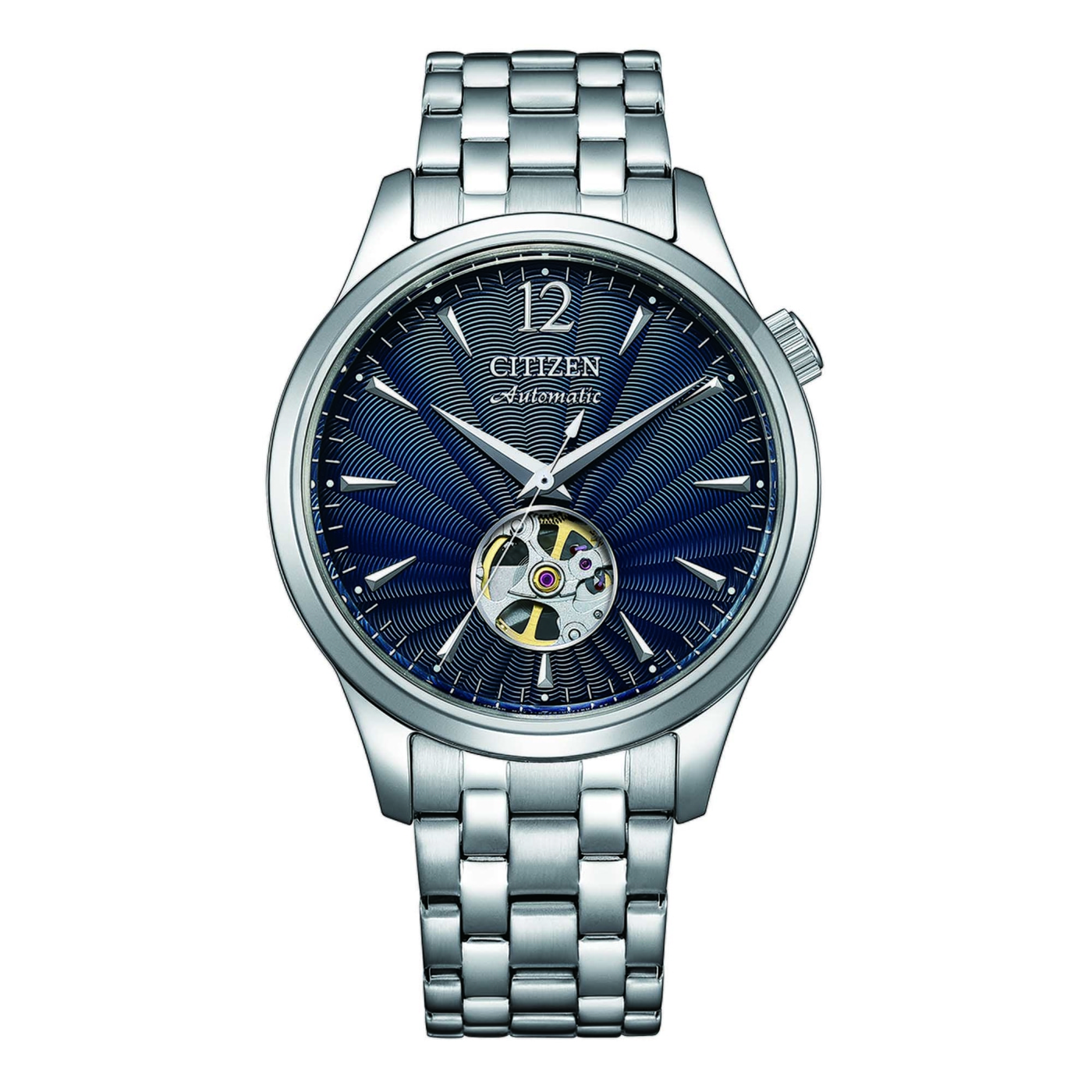 Ανδρικό Αυτόματο Ρολόι CITIZEN NH9131-73L Open Heart με Μπλε Καντράν & Ατσάλινο Μπρασελέ