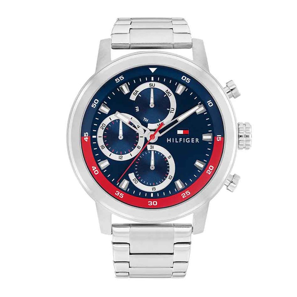 Tommy Hilfiger 1792179 Rocky – Ανδρικό Ρολόι με Μπλε Καντράν 46mm & Ασημί Μπρασελέ