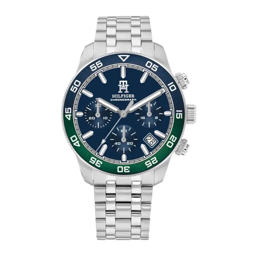 Tommy Hilfiger Lance 1792185 – Ανδρικό Ρολόι με Ασημί Μπρασελέ και Μπλε Καντράν 42mm
