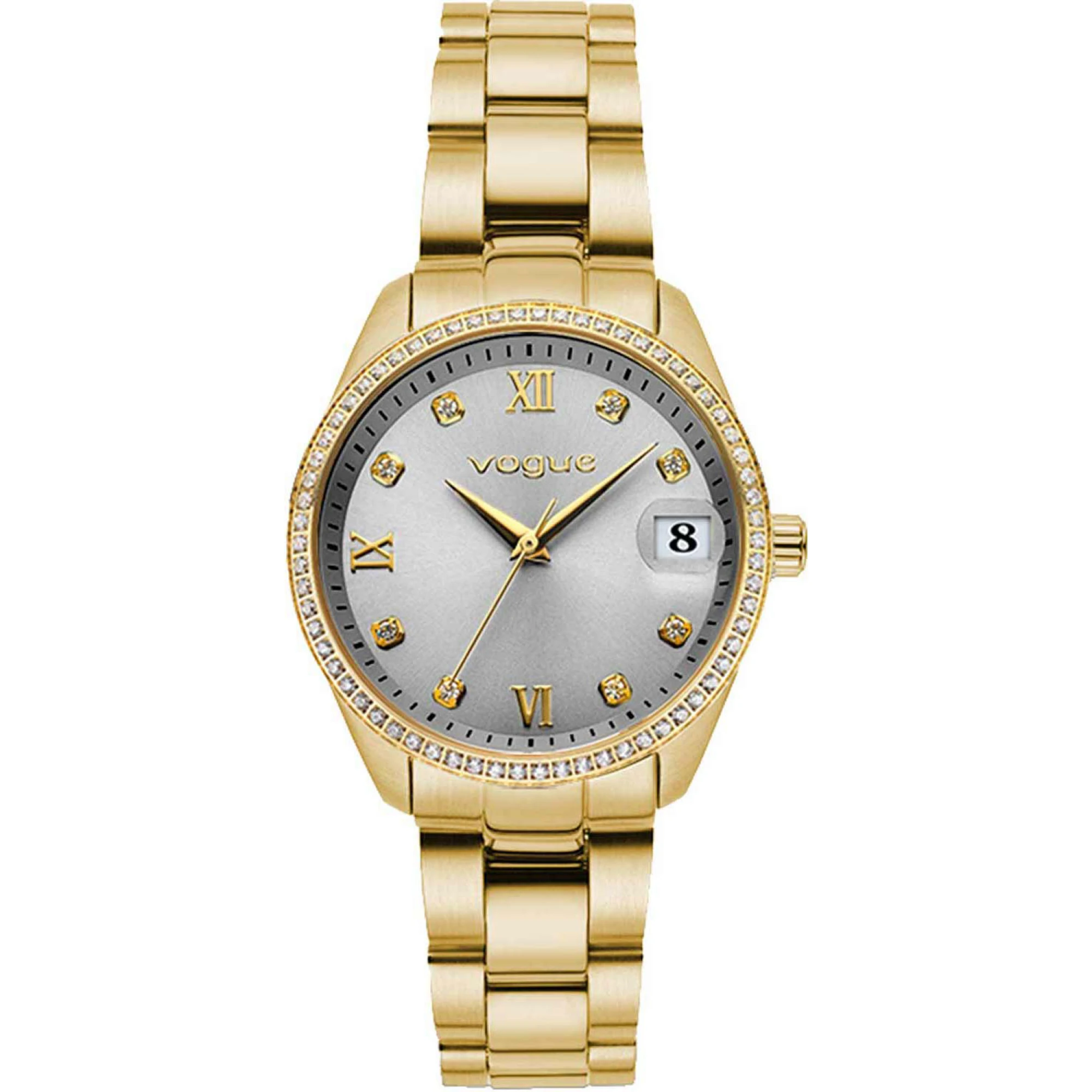 Γυναικείο Ρολόι VOGUE Reina Mini Crystals – Χρυσό Ατσάλινο Μπρασελέ, Οβάλ Κάσα 27mm