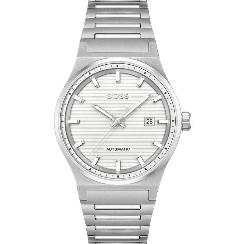 BOSS 1514186 Candor Automatic – Ανδρικό Ρολόι με Κάσα 41mm και Ασημί Μπρασελέ