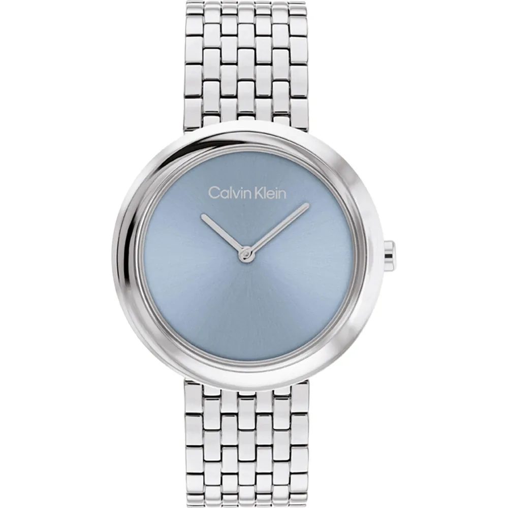 Γυναικείο Ρολόι Calvin Klein Twisted Bezel 25100065 – Ασημί Μπρασελέ, Γαλάζιο Καντράν 34mm