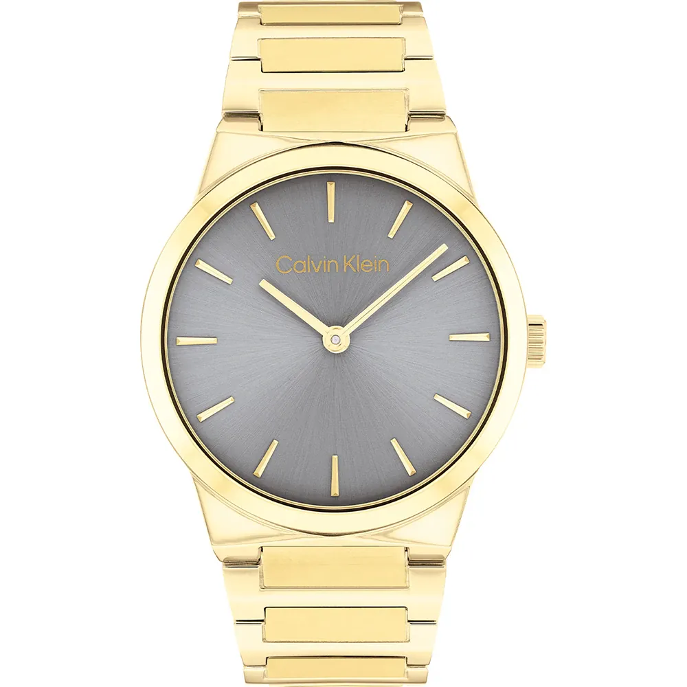 Γυναικείο Ρολόι Calvin Klein Linear Elegance 25100082 – Χρυσό Μπρασελέ, Γκρι Καντράν 36mm