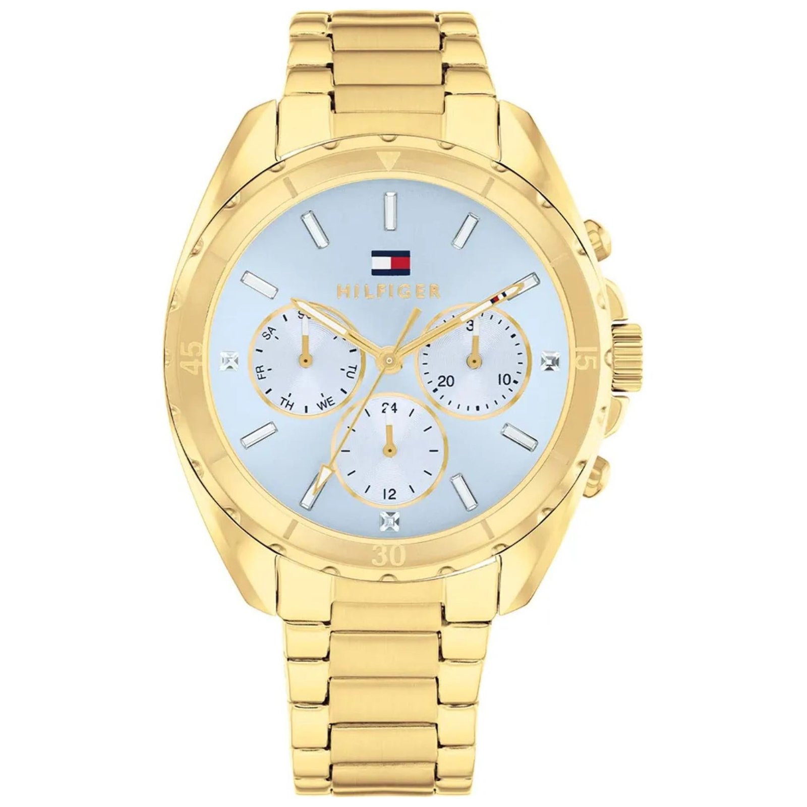 Γυναικείο Ρολόι Tommy Hilfiger Mellie 1782783 – Χρυσό Ατσάλινο Μπρασελέ, Γαλάζιο Καντράν 35mm