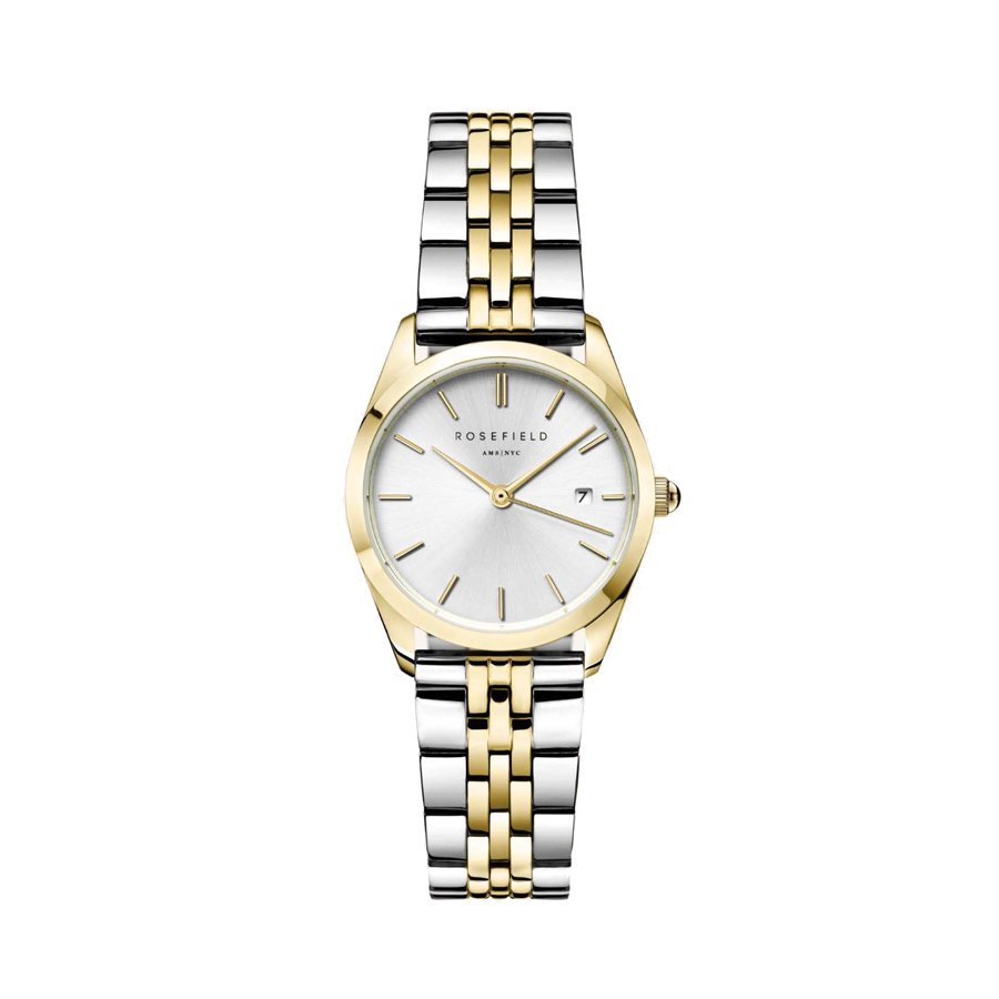 Rosefield Ace XS Silver Gold Duotone Γυναικείο Ρολόι με Δίχρωμο Μπρασελέ και Ένδειξη Ημερομηνίας