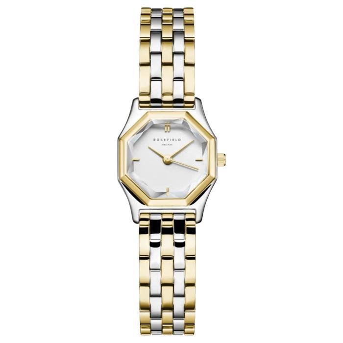 Rosefield The Gemme Two Tone Γυναικείο Ρολόι με Δίχρωμο Μπρασελέ από Ανοξείδωτο Ατσάλι και Λευκό Καντράν