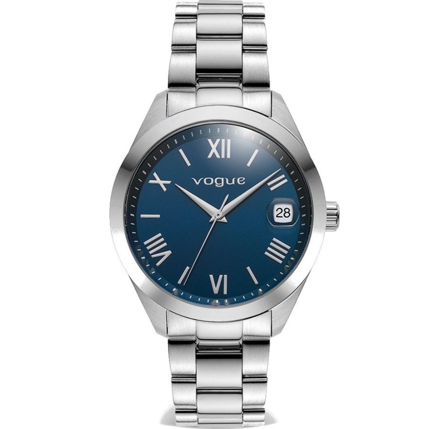Vogue Rey Silver Stainless Steel Bracelet Blue Dial