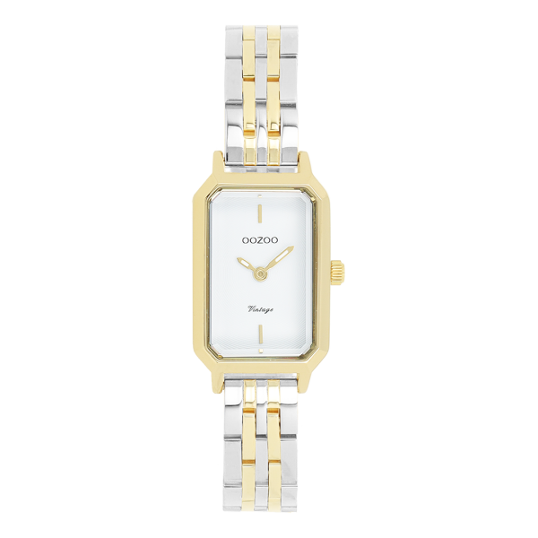 Ρολόι OOZOO Vintage Χρυσό 40mm με Silver/Gold Δερμάτινο Λουράκι — C20454