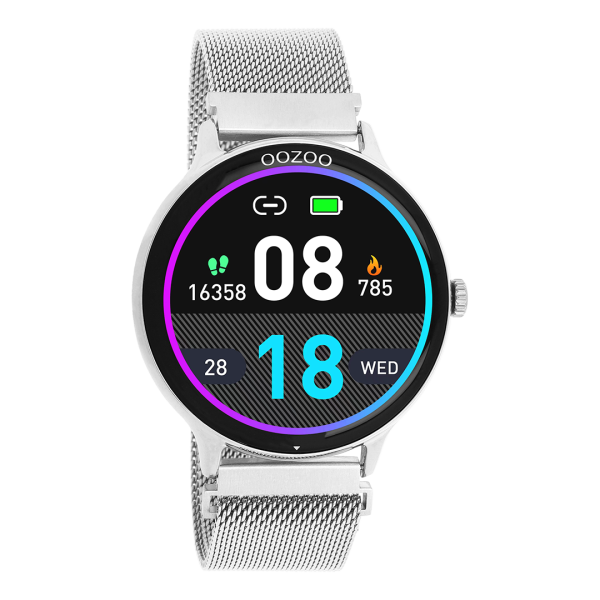 Ρολόι OOZOO Smartwatch Ασημί 45mm με Mesh Μπρασελέ — Q00135
