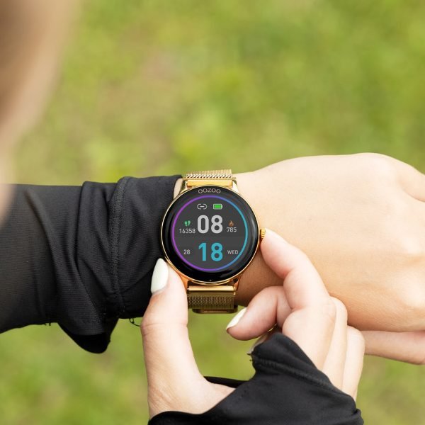 Ρολόι OOZOO Smartwatch Χρυσό 45mm με Mesh Μπρασελέ — Q00136